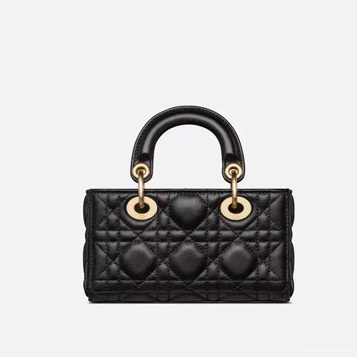 Cheap Lady D-Joy Black Lambskin Micro Cannage Bag 0604 Luxury